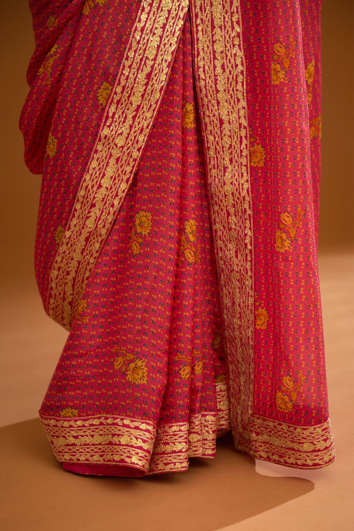 Fuschia pink Saree set