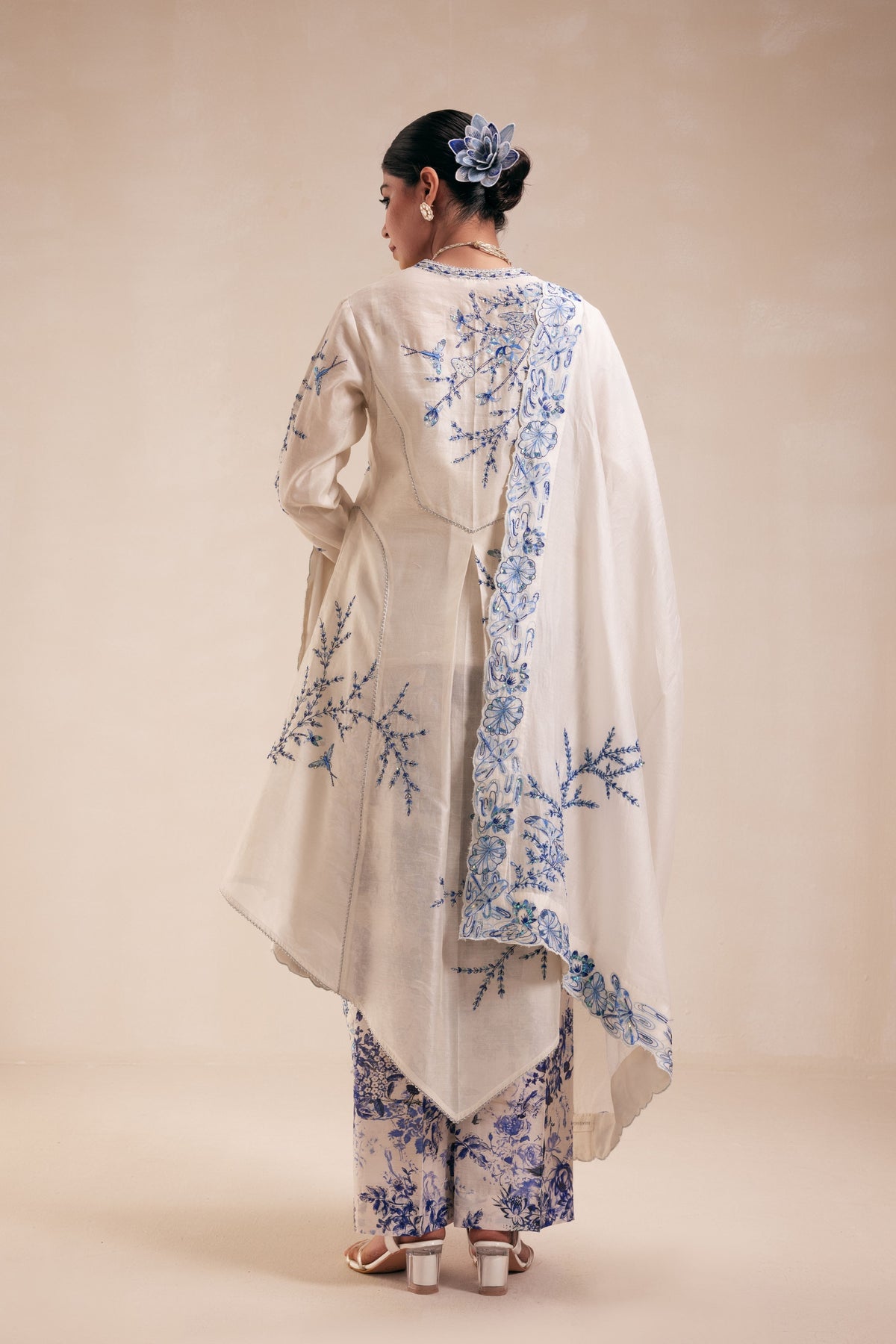 Blue Scalloped Kurta Set