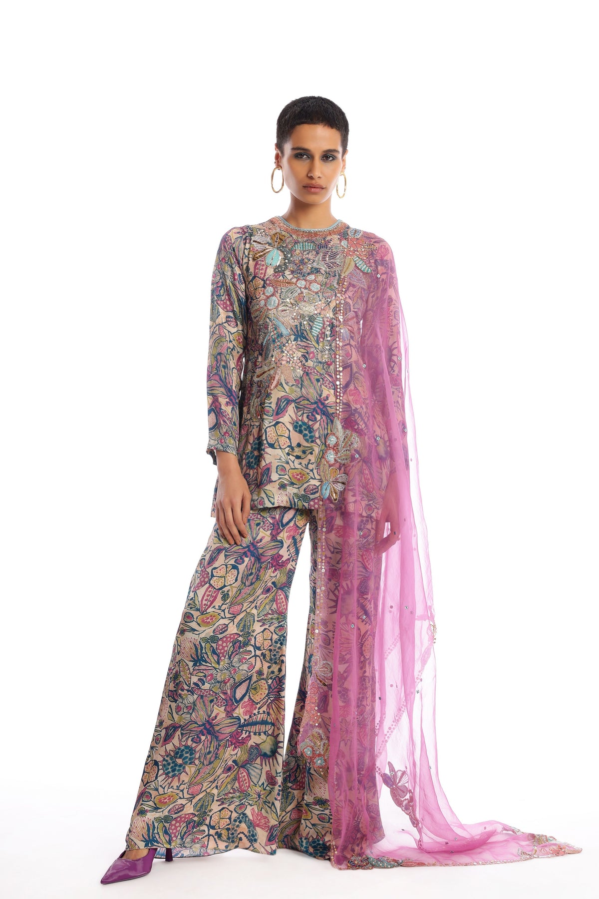 Pink &amp; Green Euphoria Kurta Set