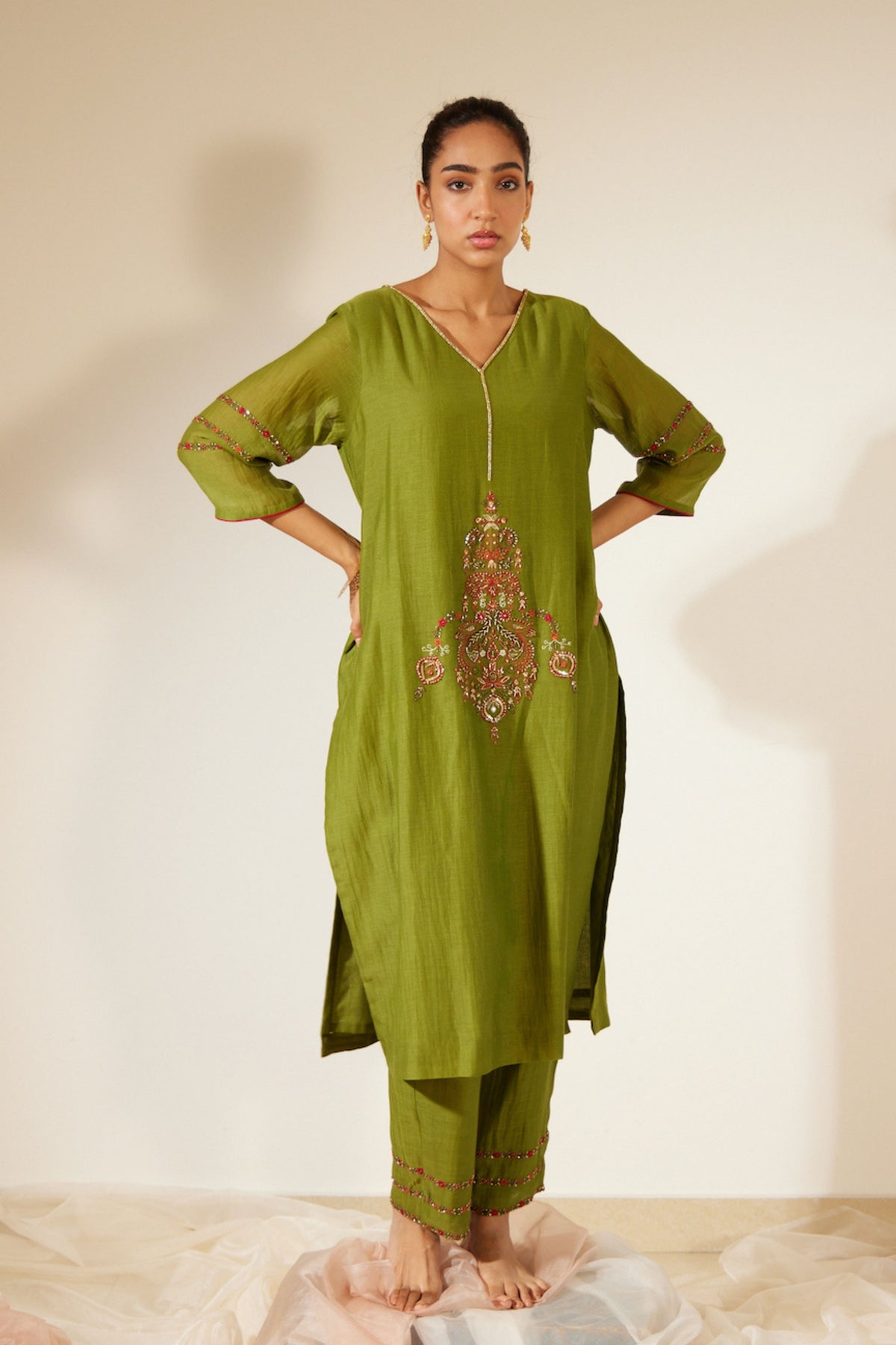 Green Dhuleti Kurta