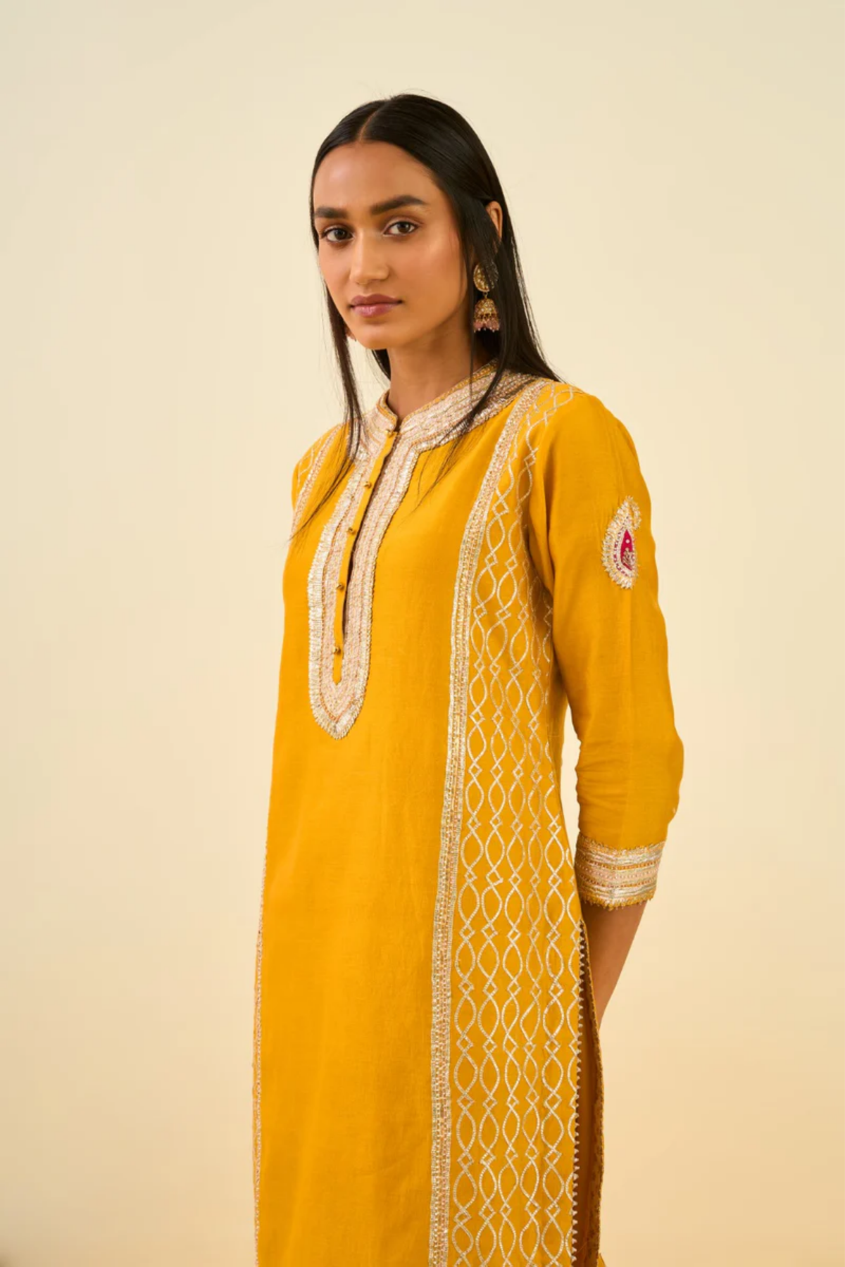 Aliza glaze mustard kurta set