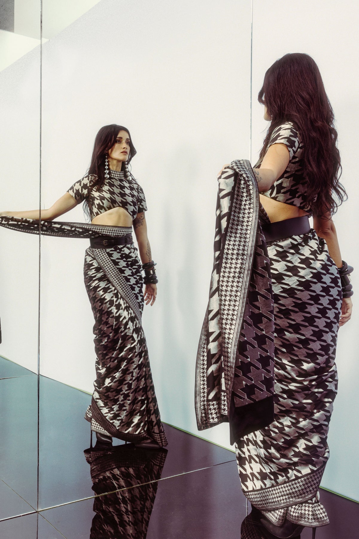 Black and Silver Gerum Saree