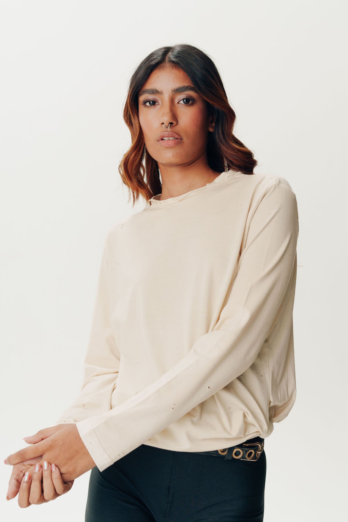 Full Sleeve Beige T Shirt