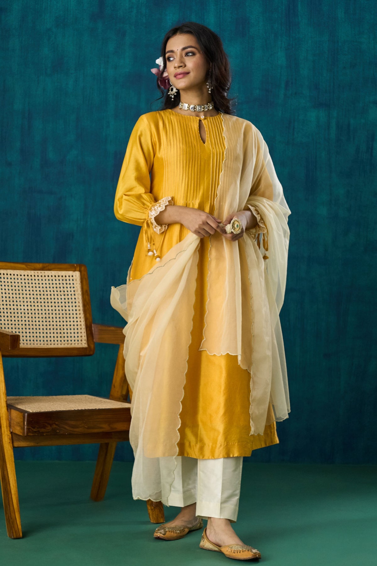 Mango Yellow Flowy Kurta Sets