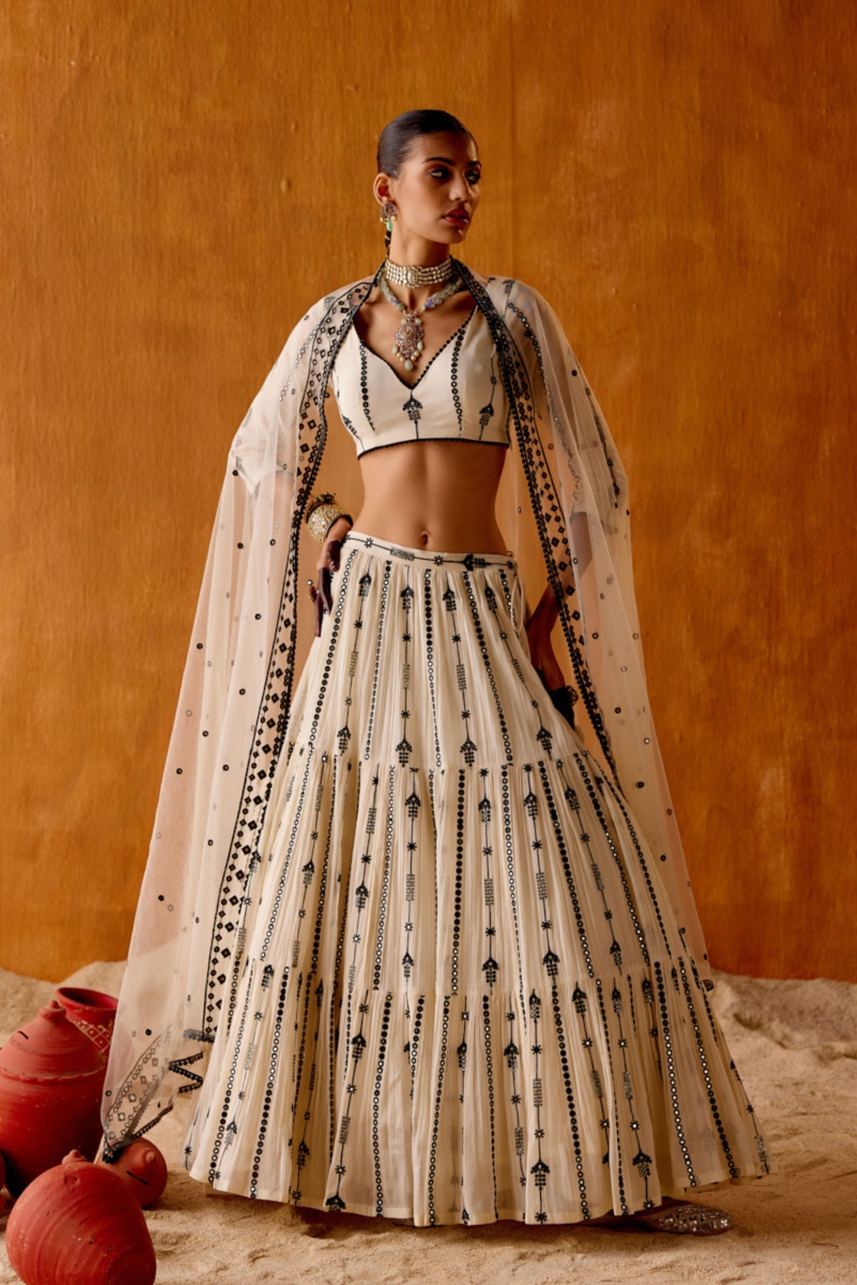 Criss Cross Lehenga Set