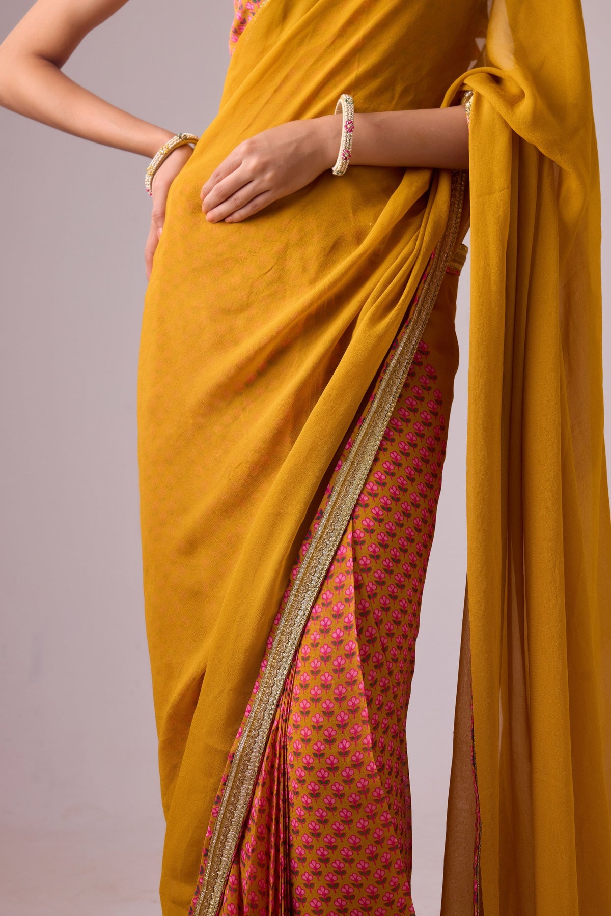 Georgette Saree With Crepe Blouse