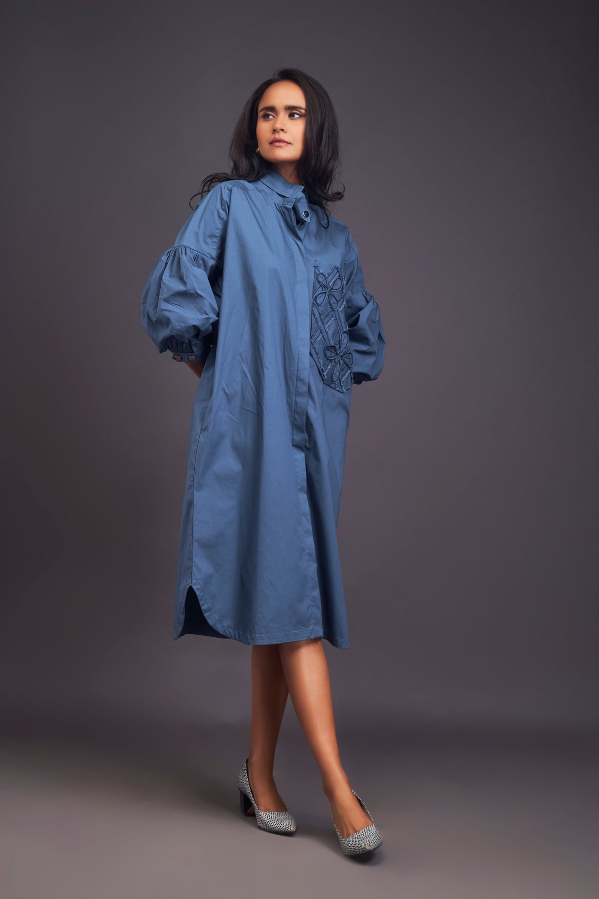 Blue Oversized Shirt Dress