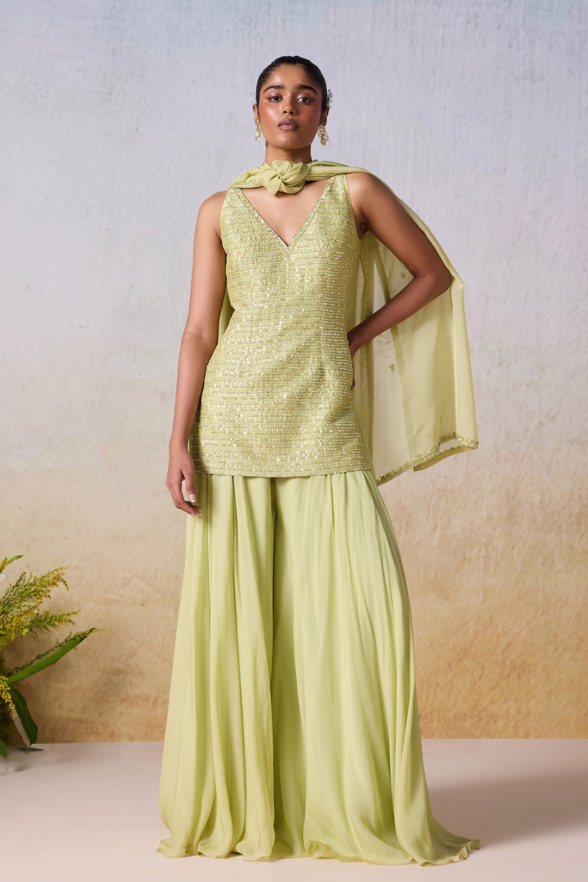 Sage Green Sharara Set