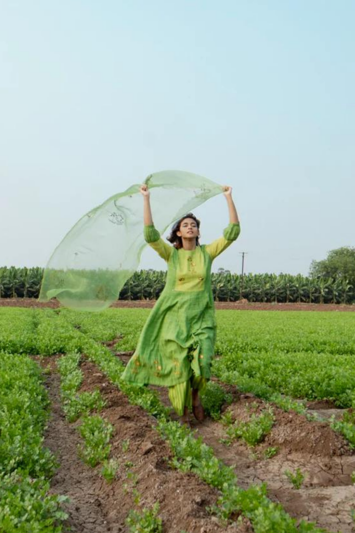 Lemon Green Floral Embroidered Kurta Set