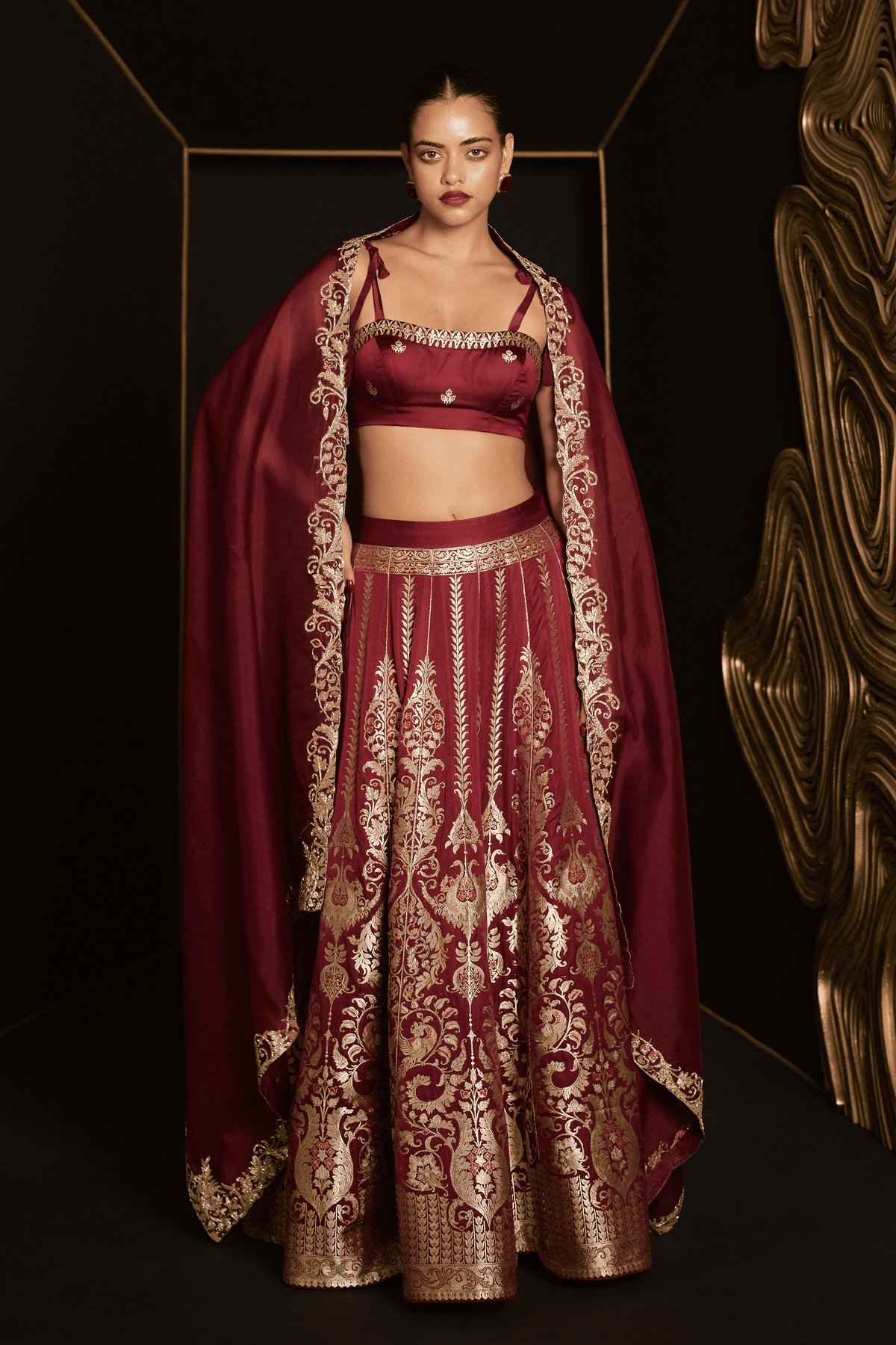 Forever Mine Lehenga in Garnet