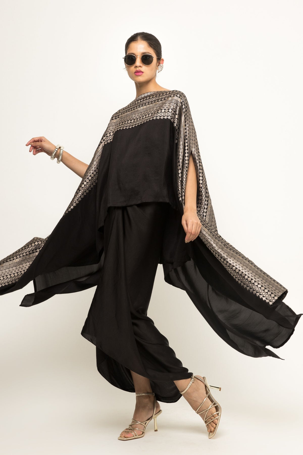 Devi Statement Black Cape Set