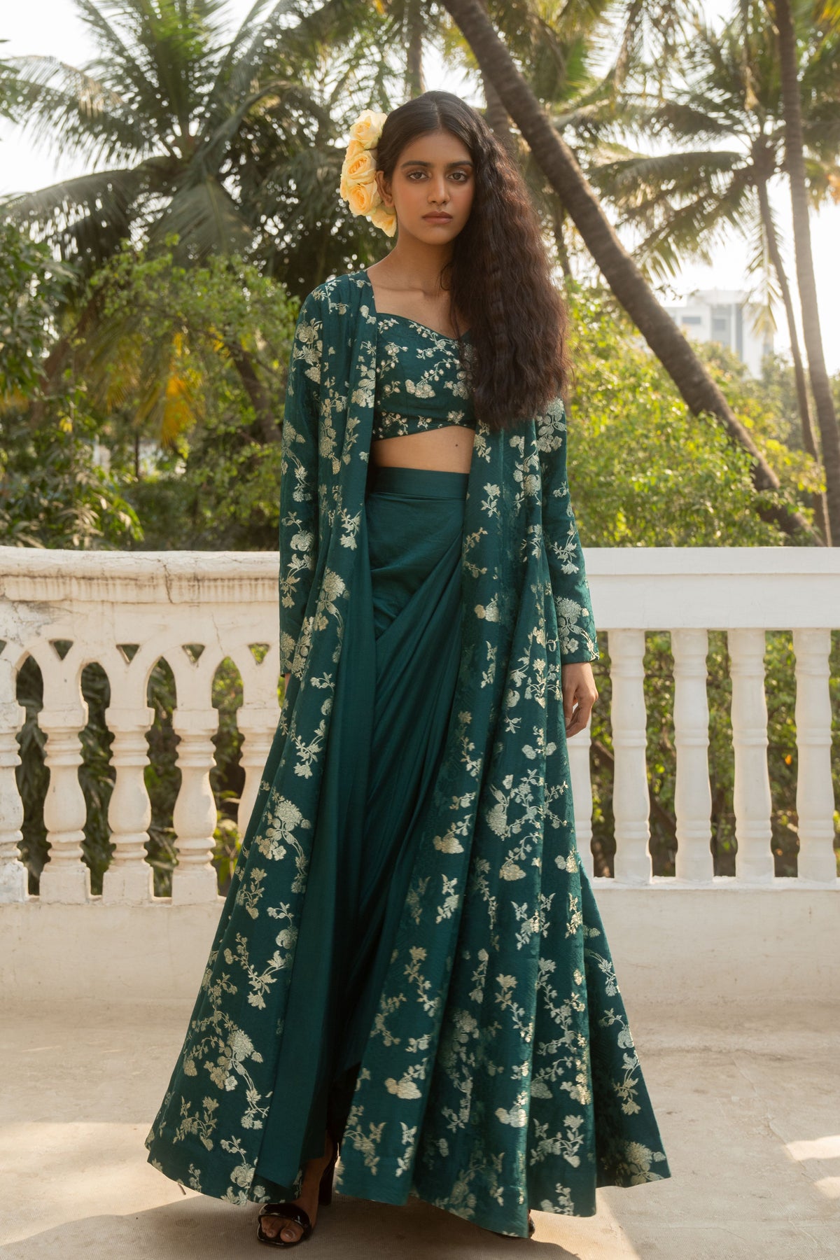 Emerald Green Jaal Jacket Set