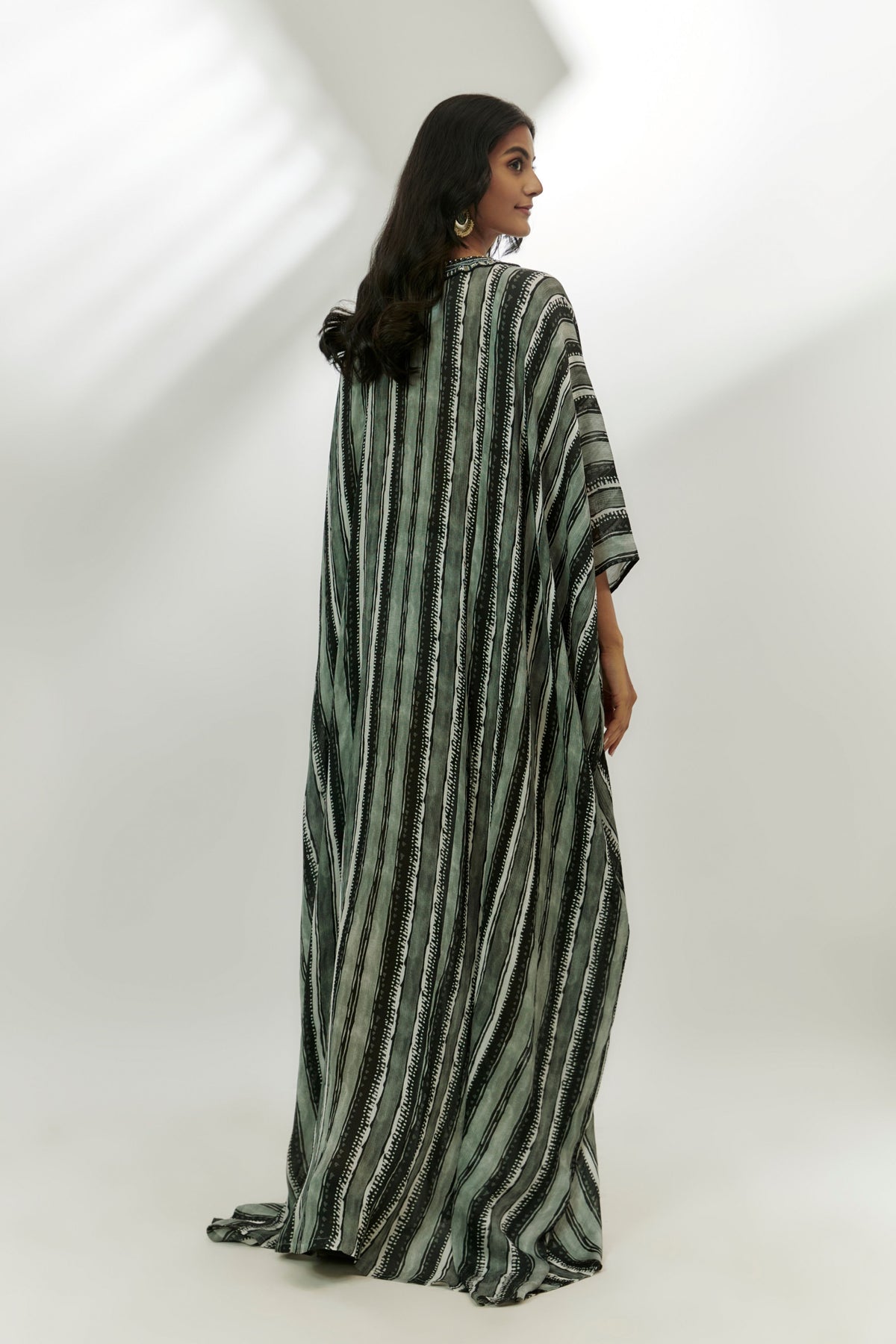 Black Stripes Printed Kaftan