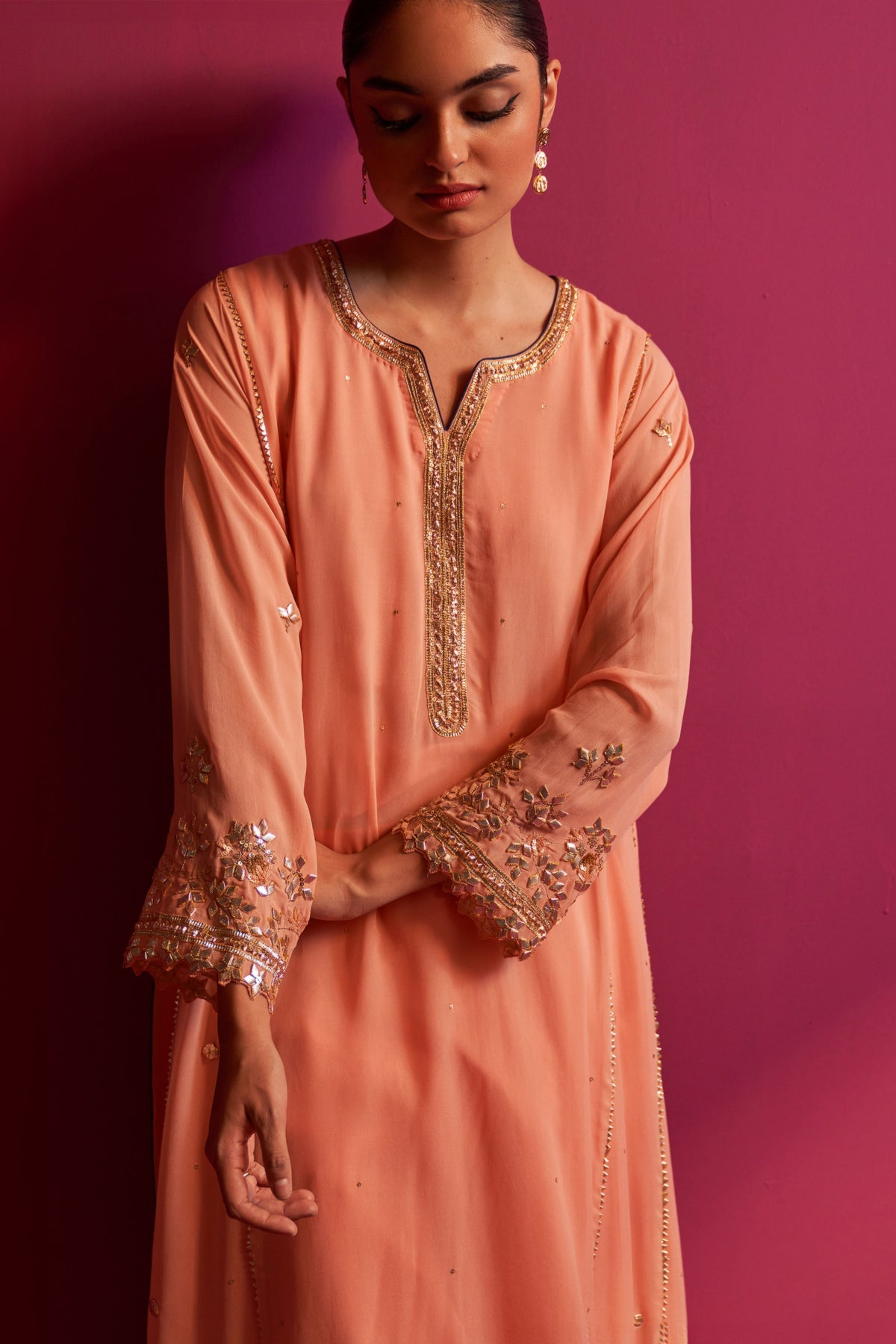 Peach Falak Kurta Set