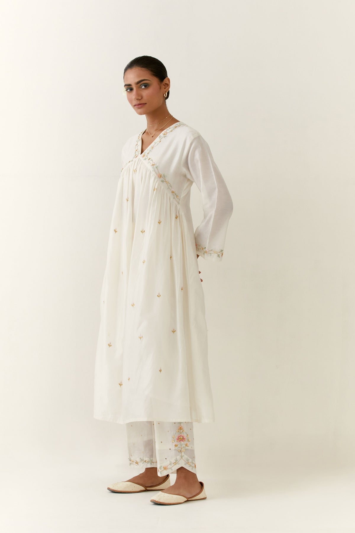 Off White Yoke Kurta Set