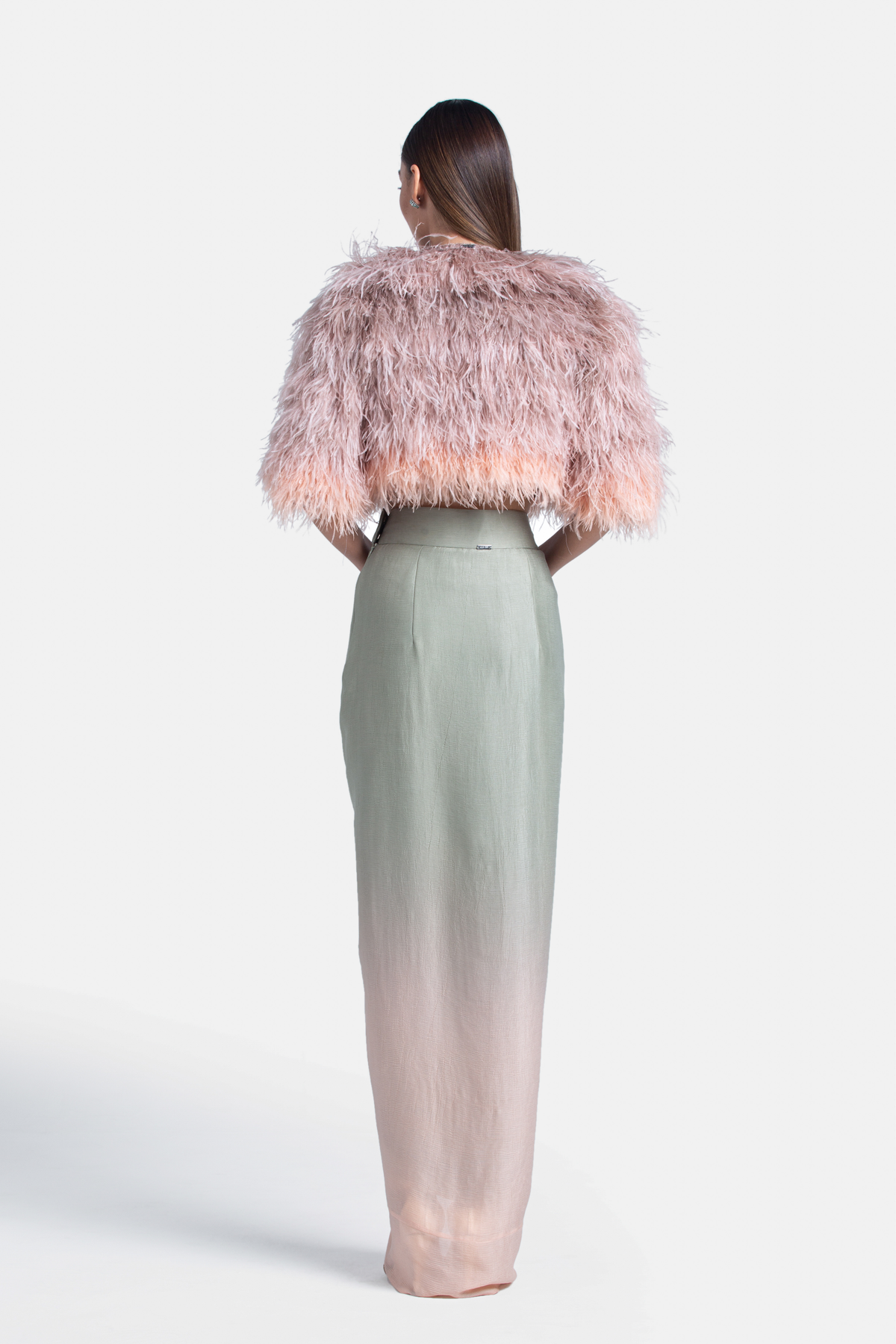 Stone To Salmon Pink Ombre Draped Skirt