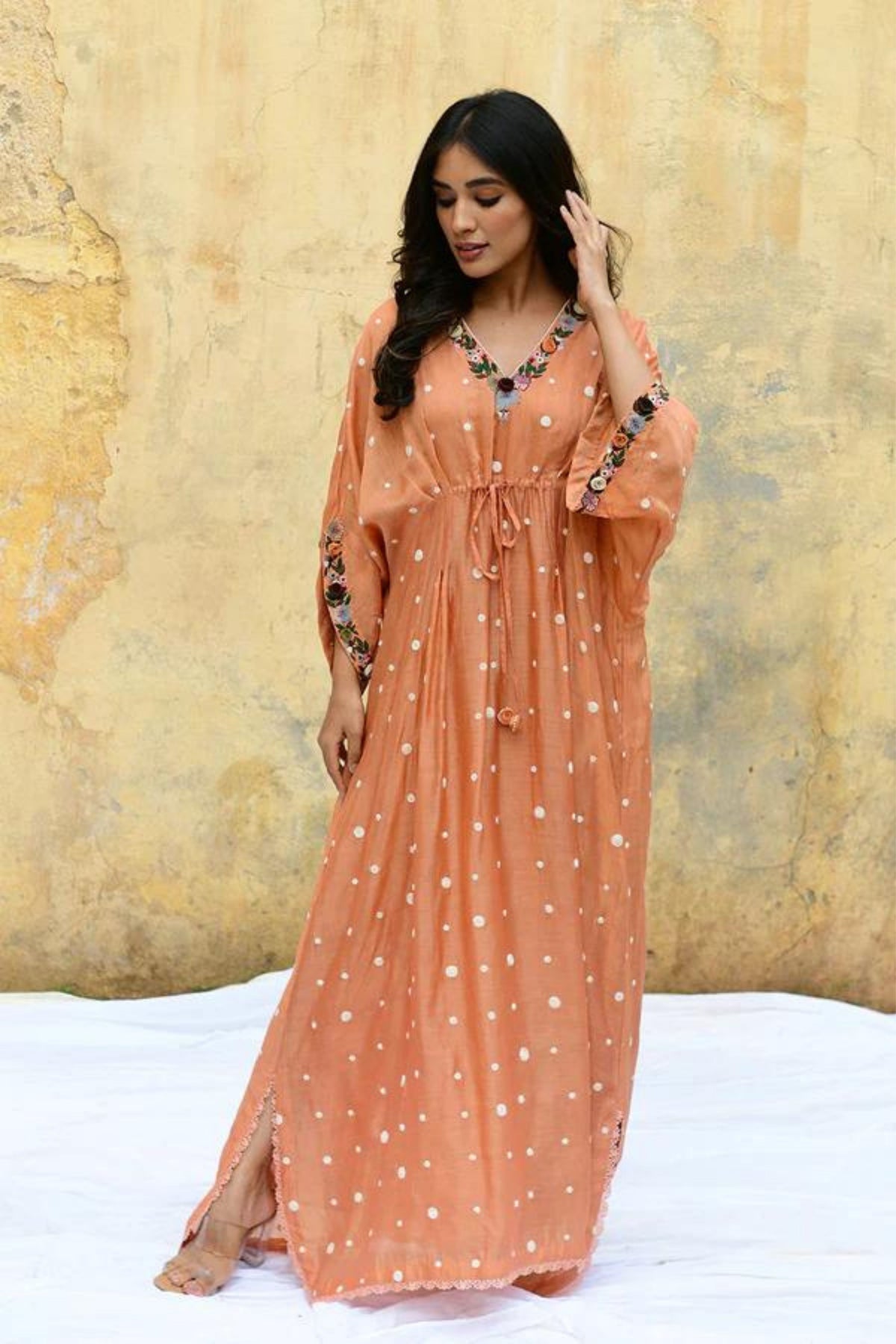 Peach Orchid Long Kaftan