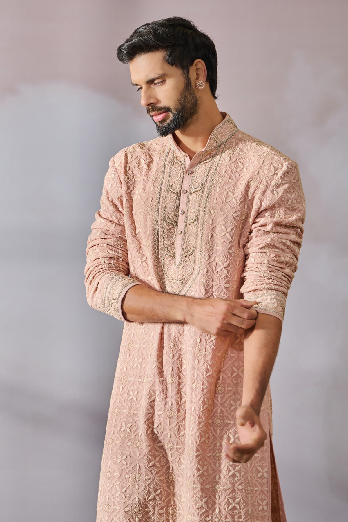 Salmon Kurta Churidar Set