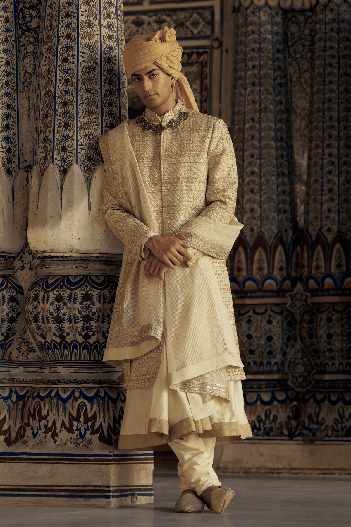 Gold Sherwani With Kurta Set