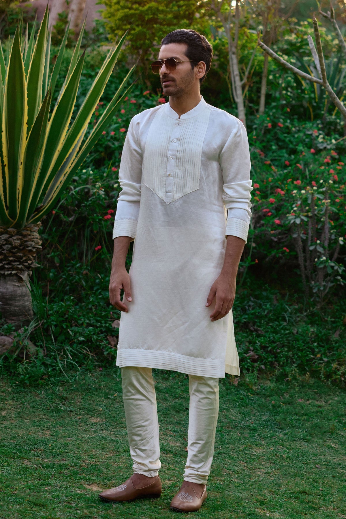 Ivory Pleated Kurta Set