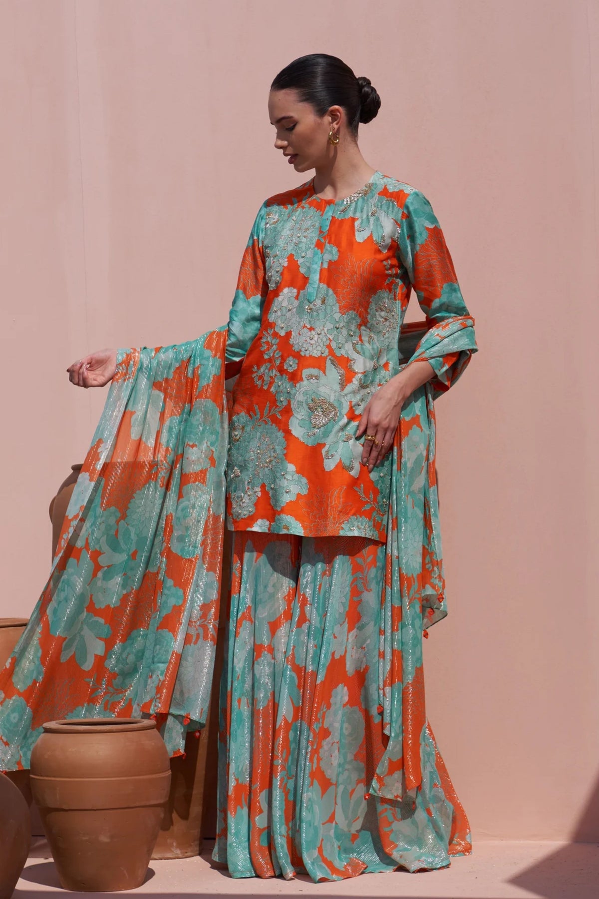 Orange Moroccan Highlight Sharara Set