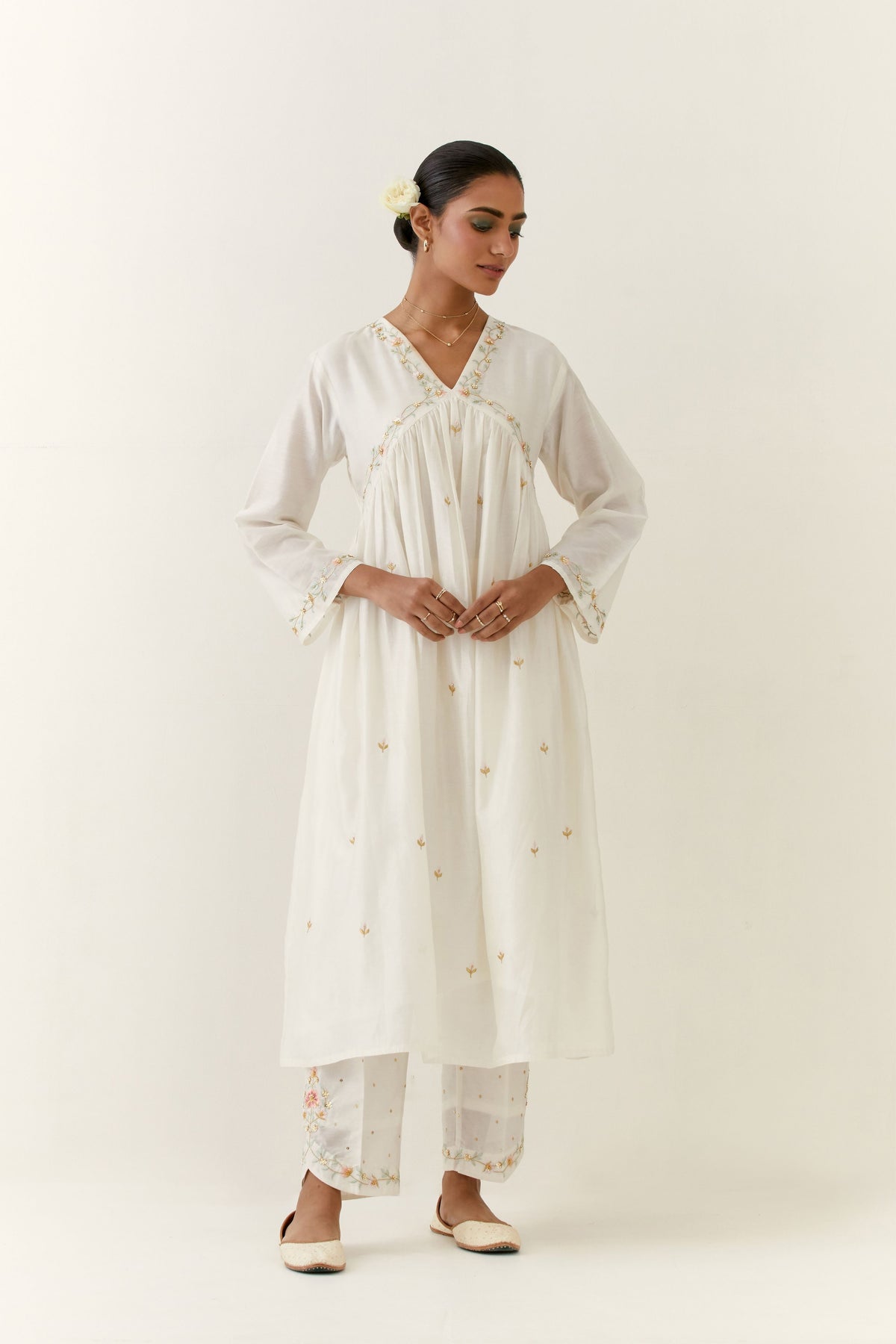 Off White Silk Chanderi Kurta