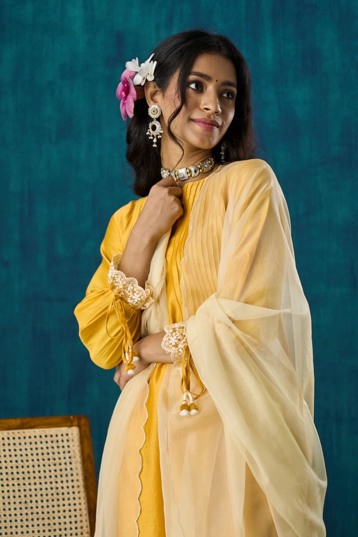 Mango Yellow Flowy Kurta Sets