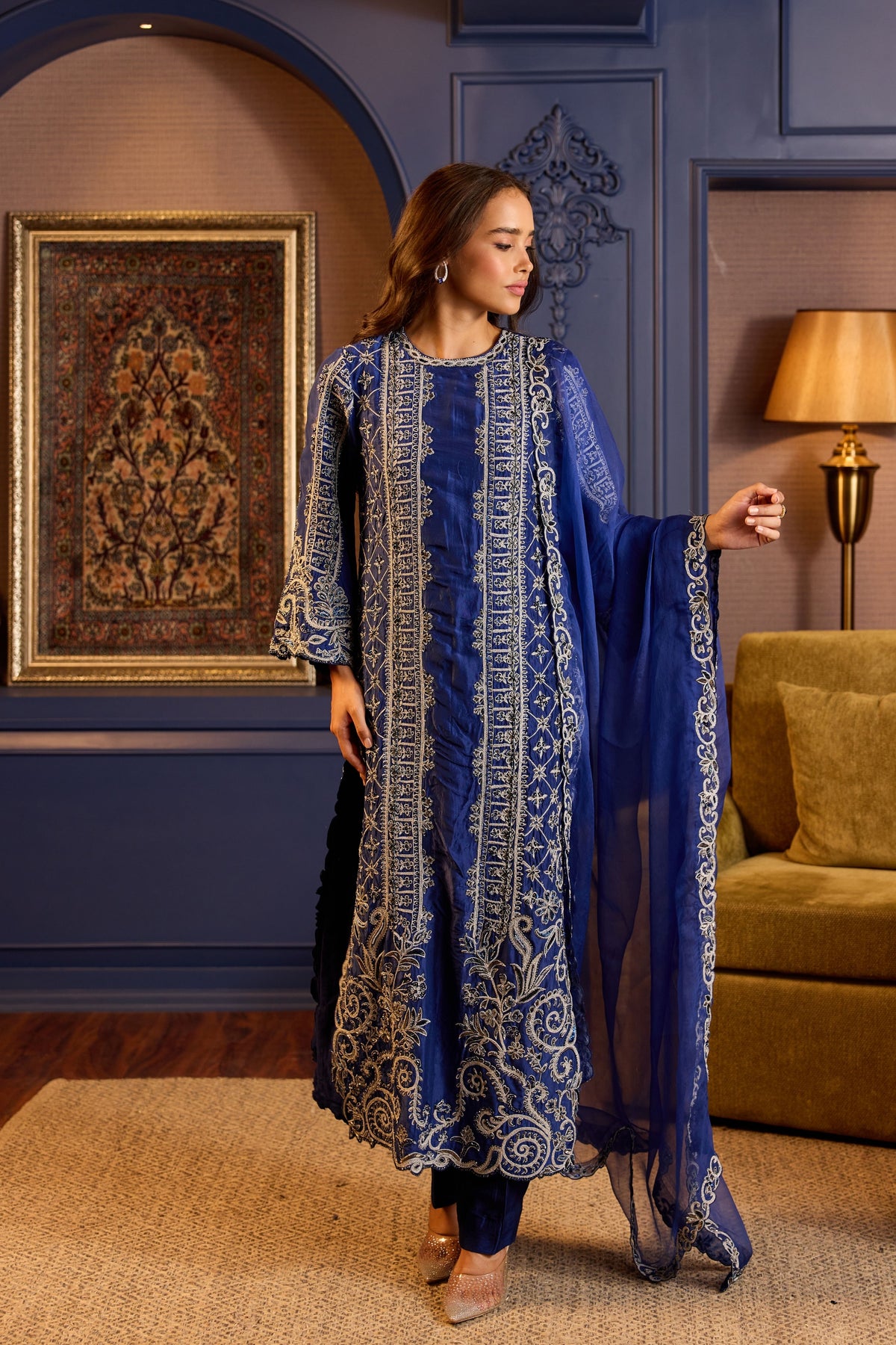 Stunning Blue Silk Pakistani Suit