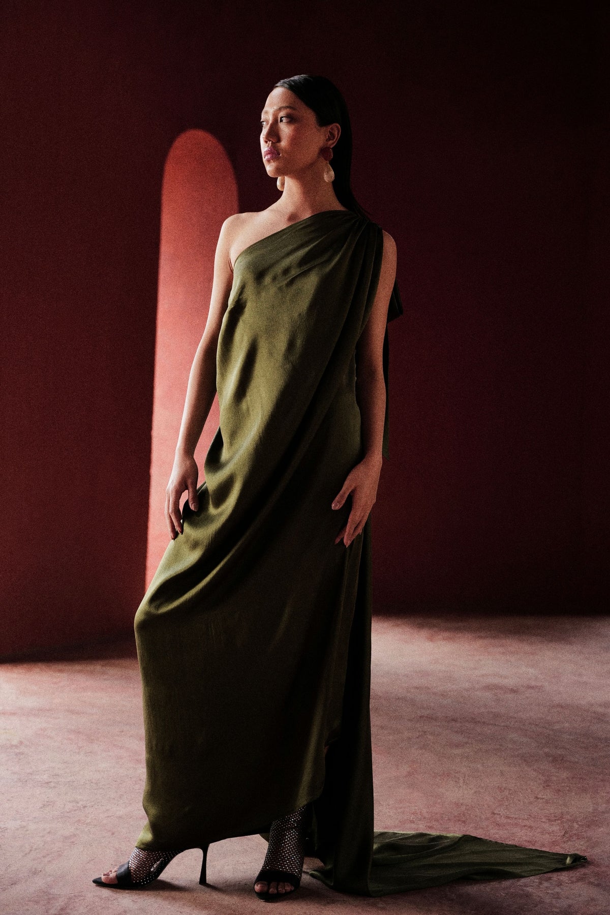 Soiree Saree in Moss Green