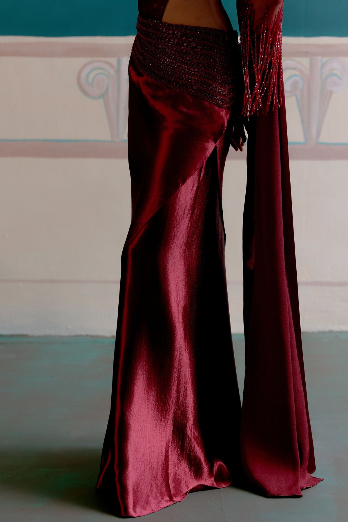 Crimson Cascase Drape Ensemble