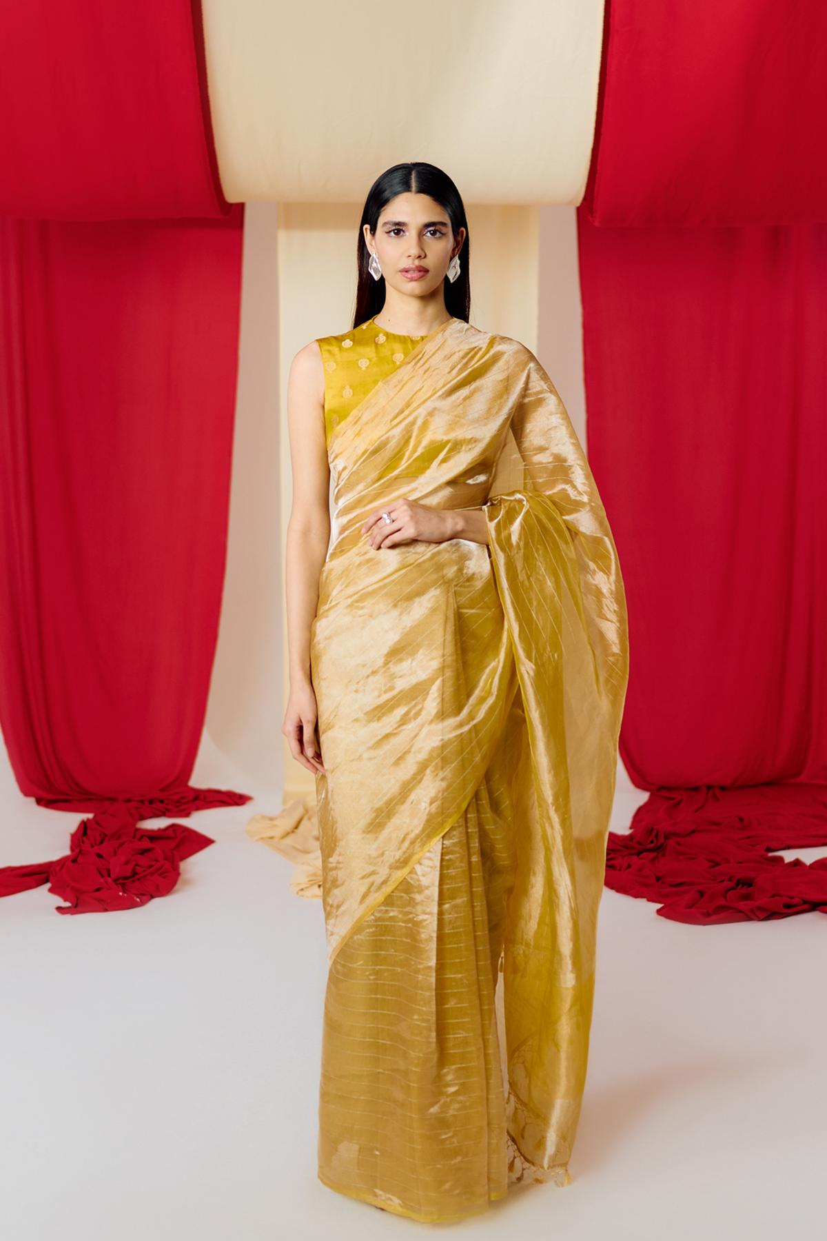 Handwoven Yellow Tissue Saree