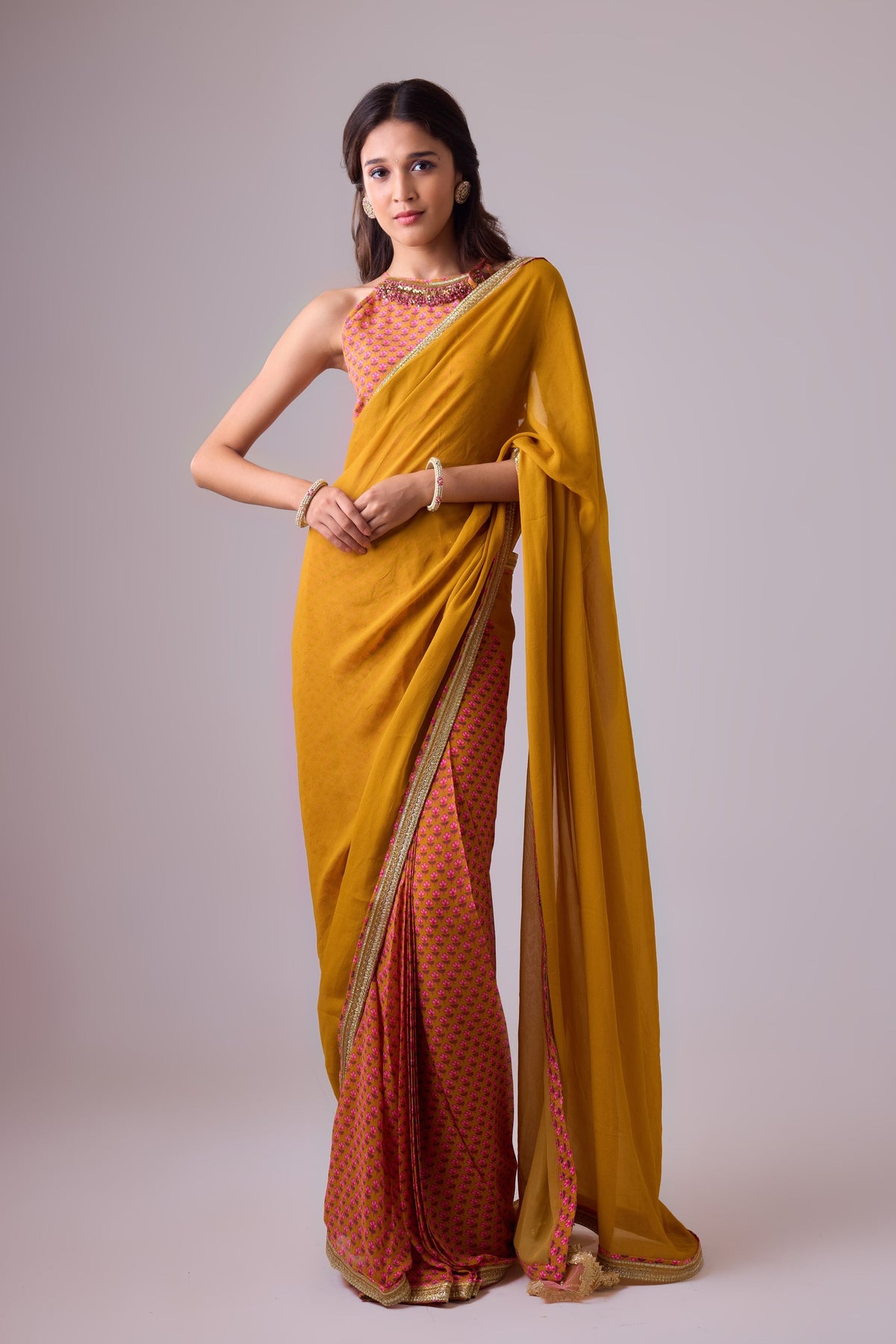 Georgette Saree With Crepe Blouse