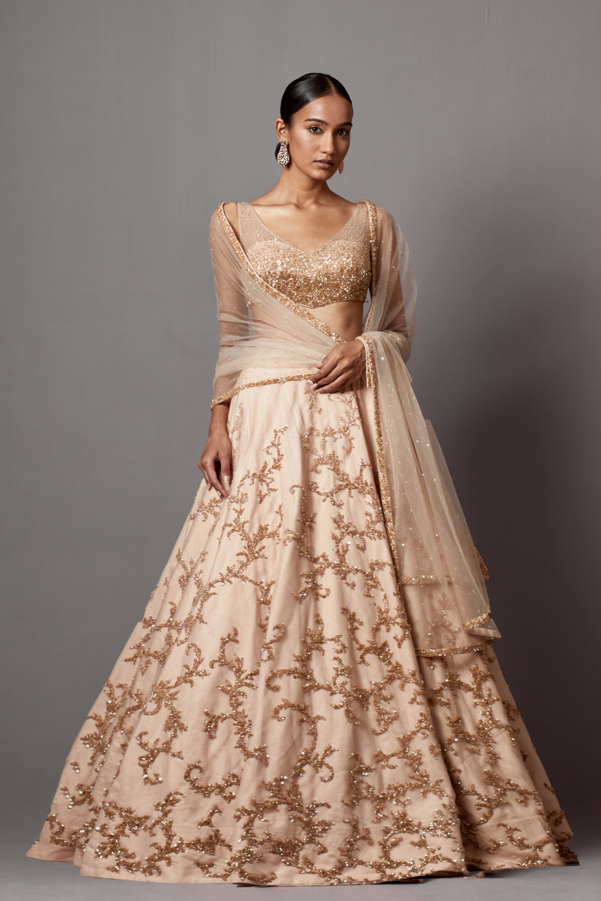 Beige Lehenga Set