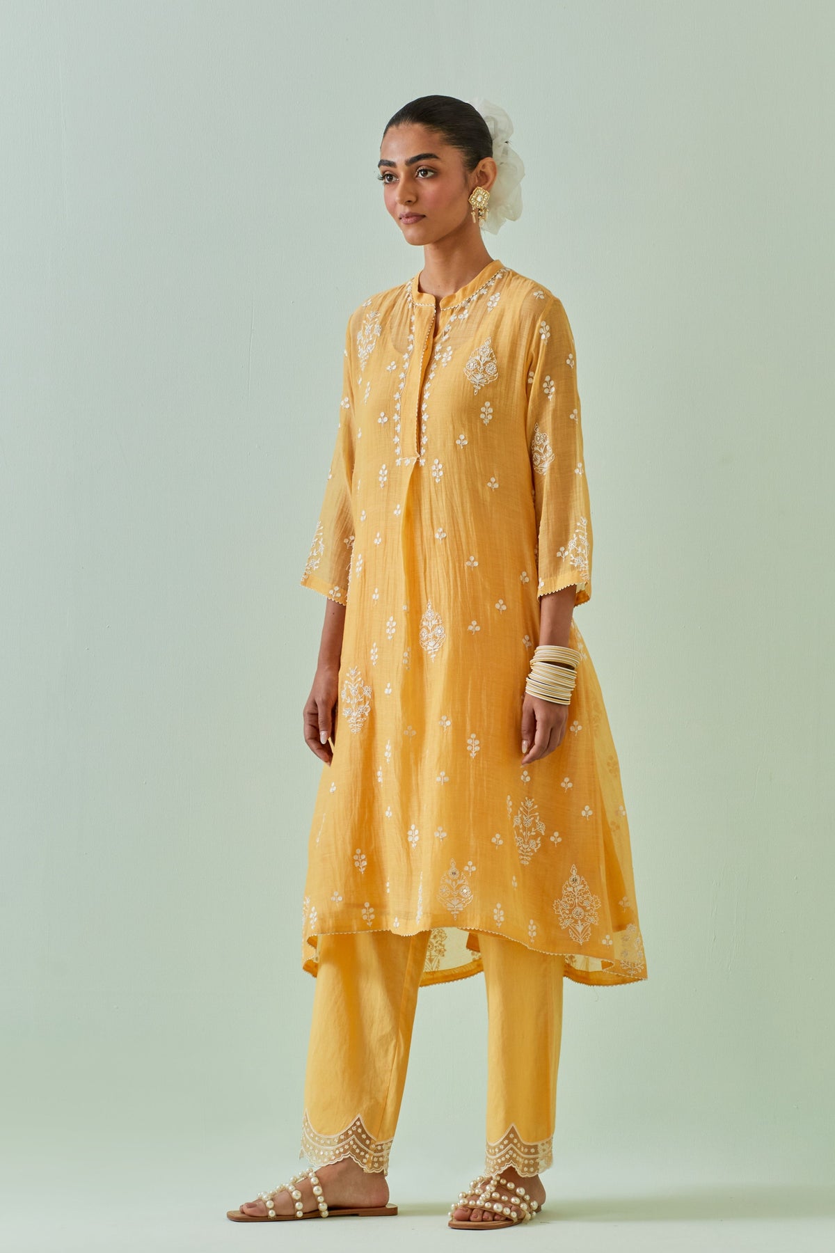 Yellow Dori Embroidery Kurta Set