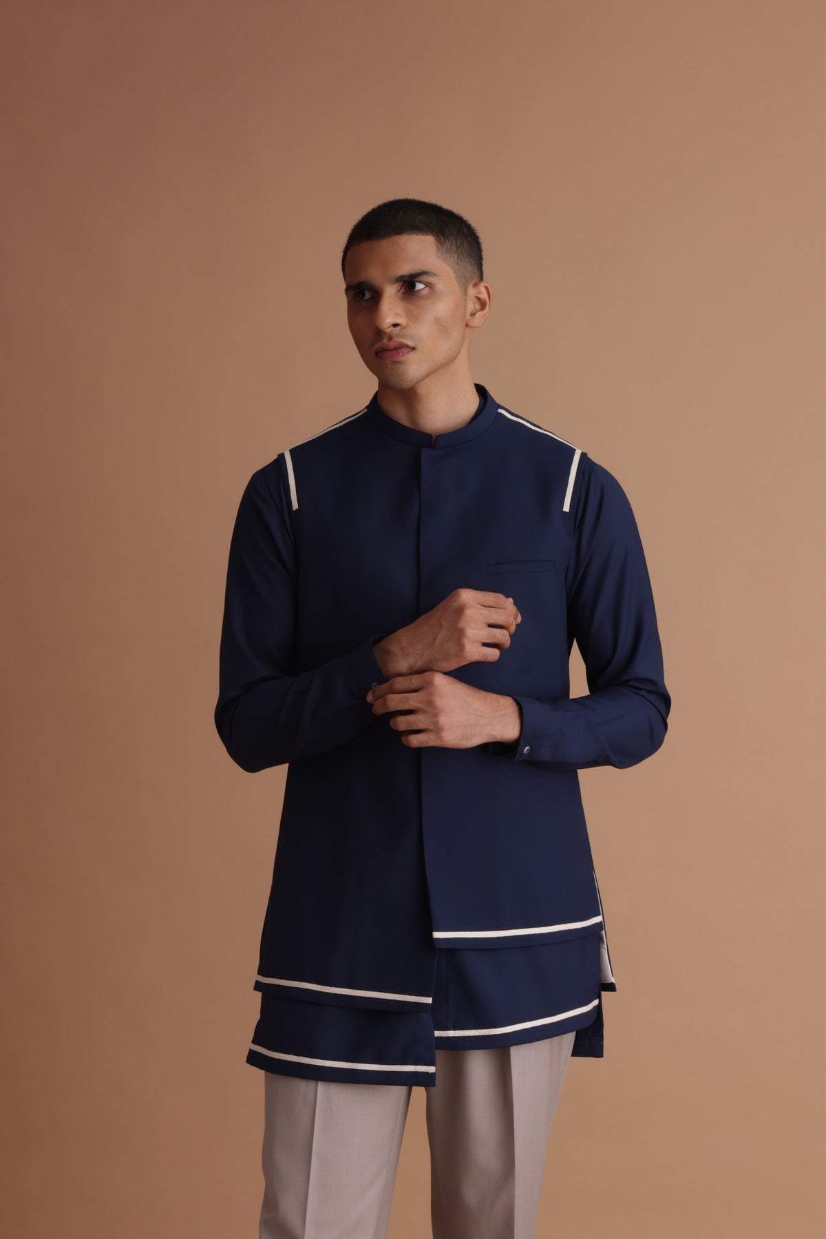 Dark Blue Bandi Kurta Set