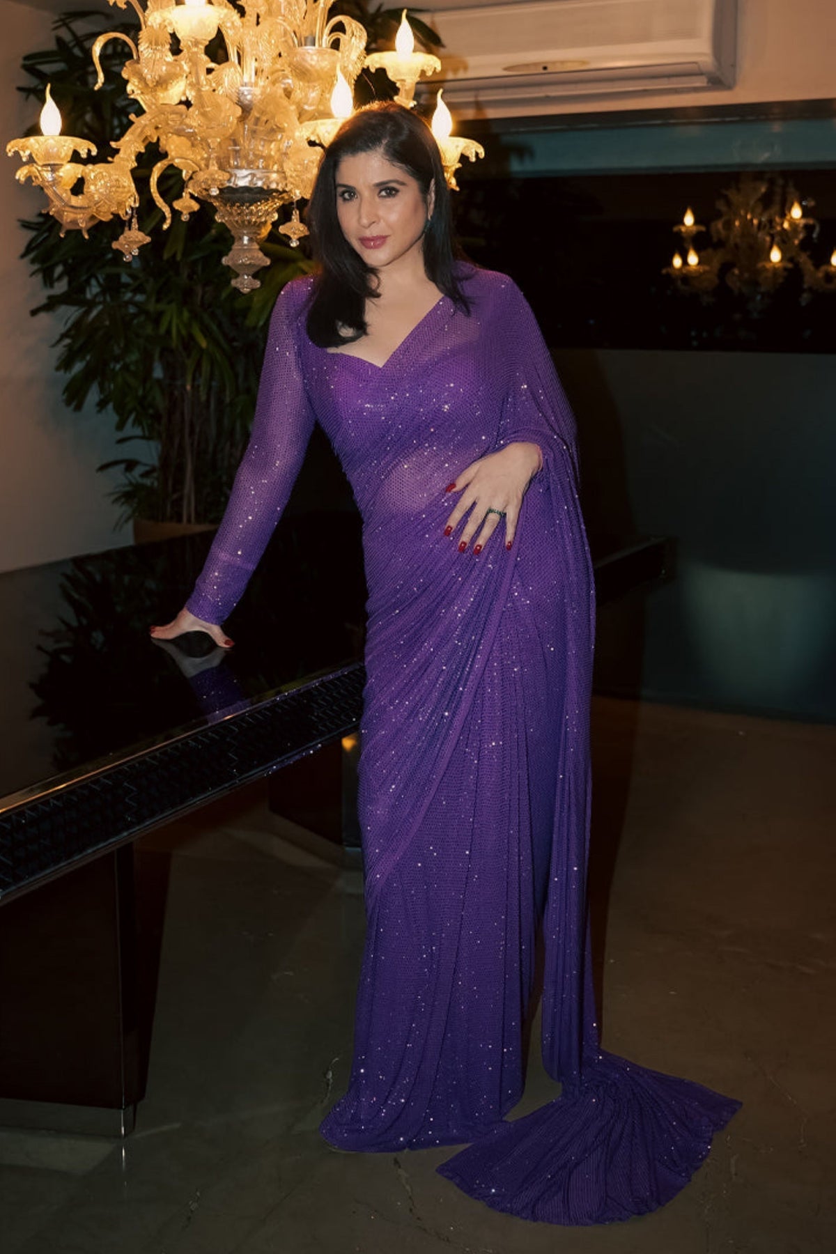 Amethyst Sparkle Symphony Saree Set