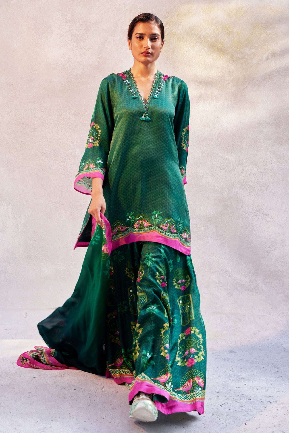 Bottlegreen Printed Sharara Set