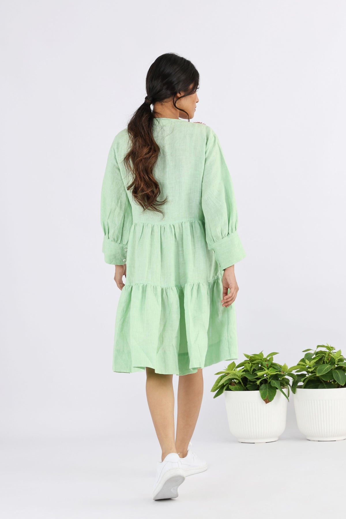 Pale Green Barrel Flare Dress