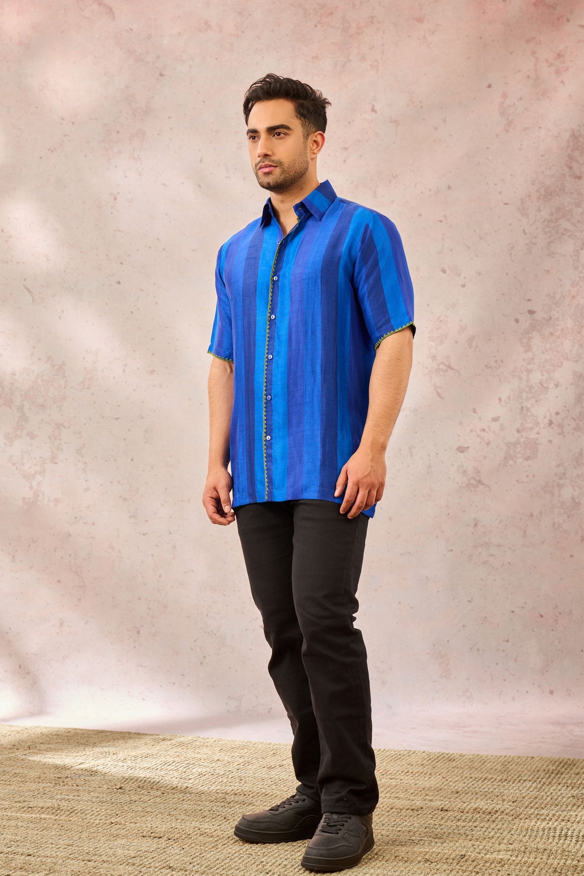 Blue Palm Stripe Shirt