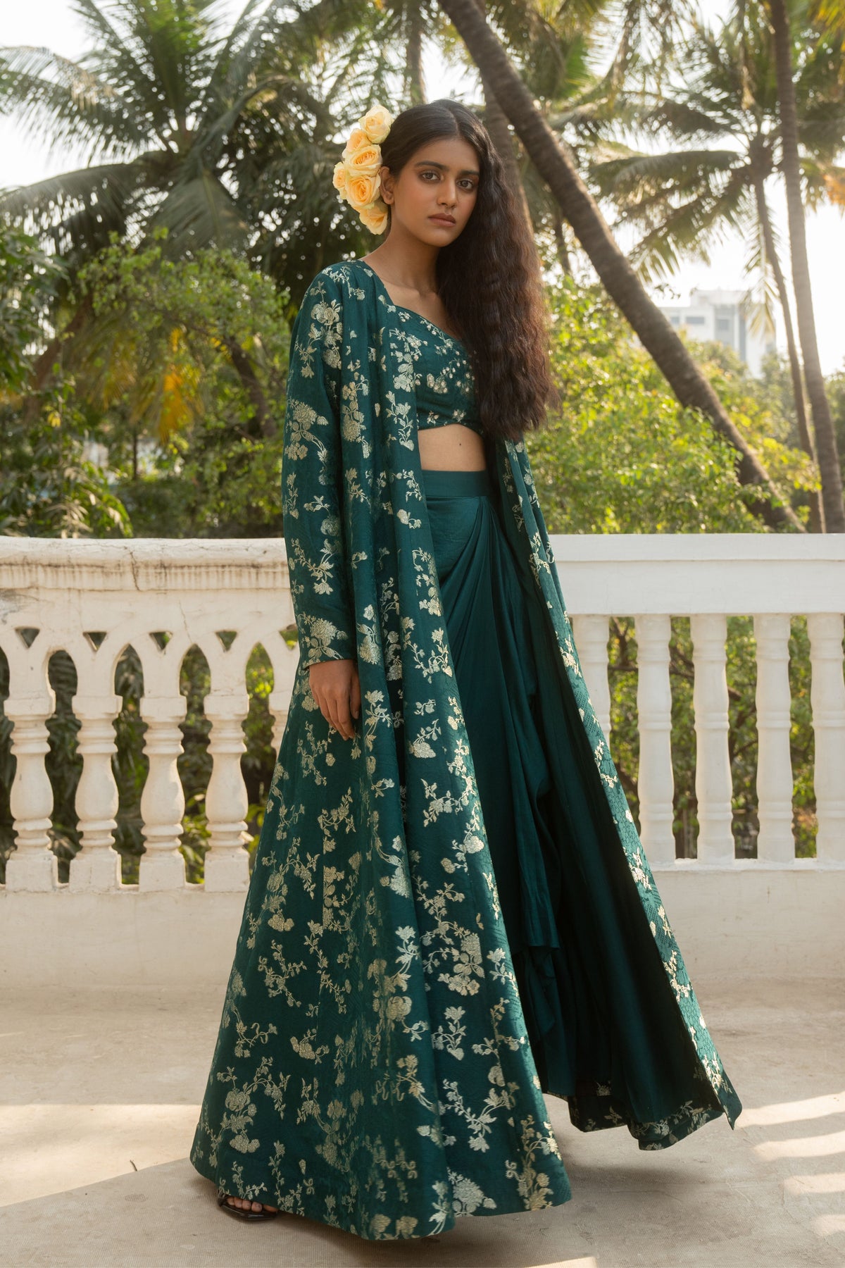 Emerald Green Jaal Jacket Set