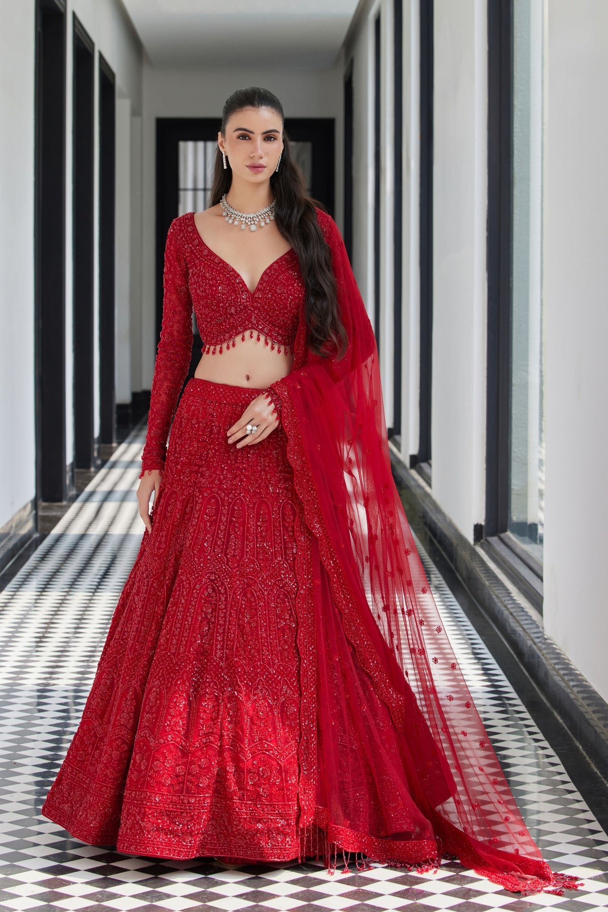 Red on Red Bridal Lehenga