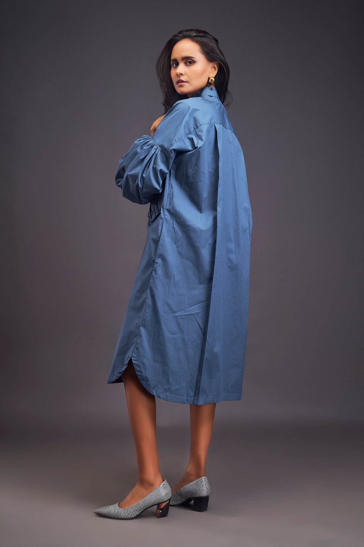 Blue Oversized Shirt Dress