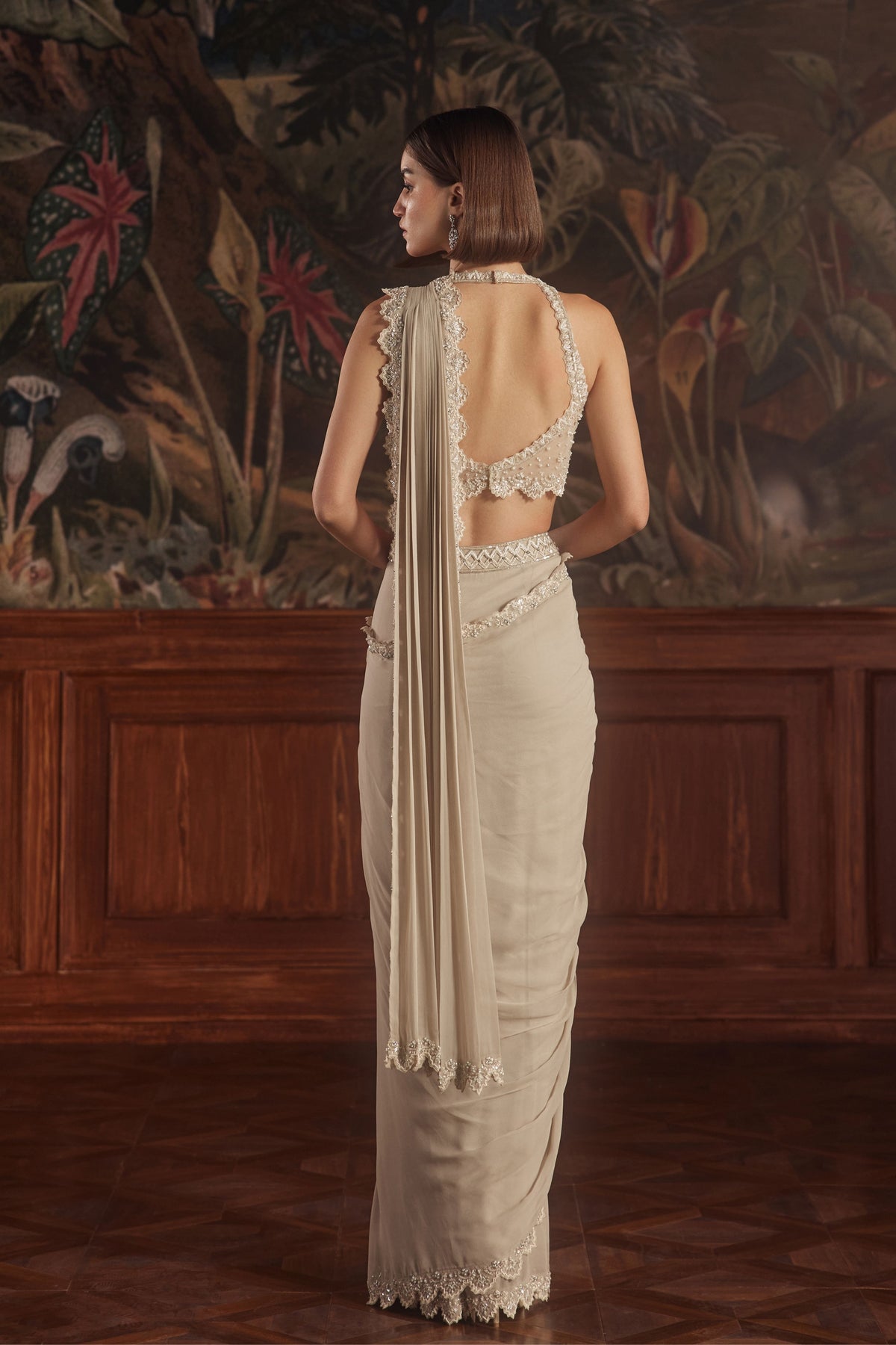 Carina Beige Draped Saree