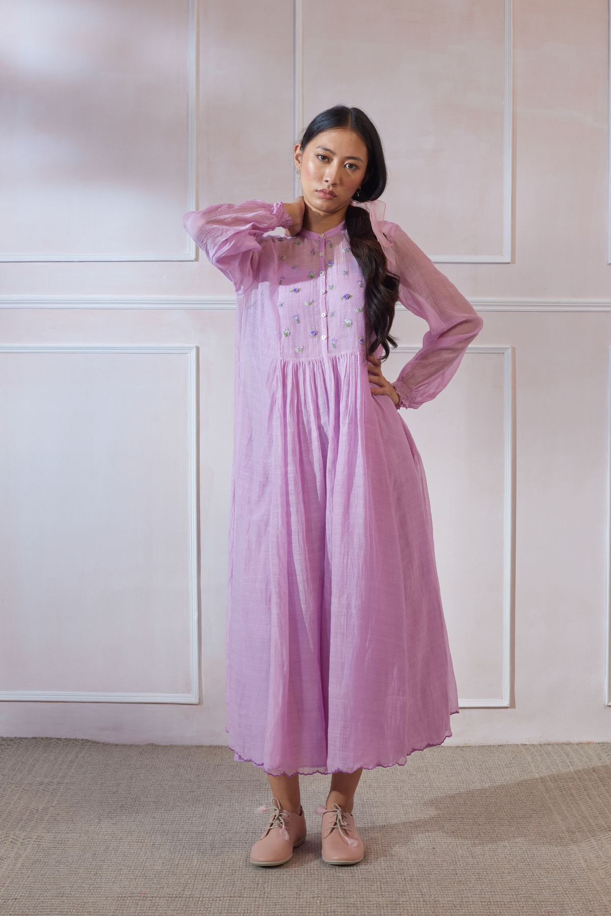 Lavender Wild Fower Maxi Dress