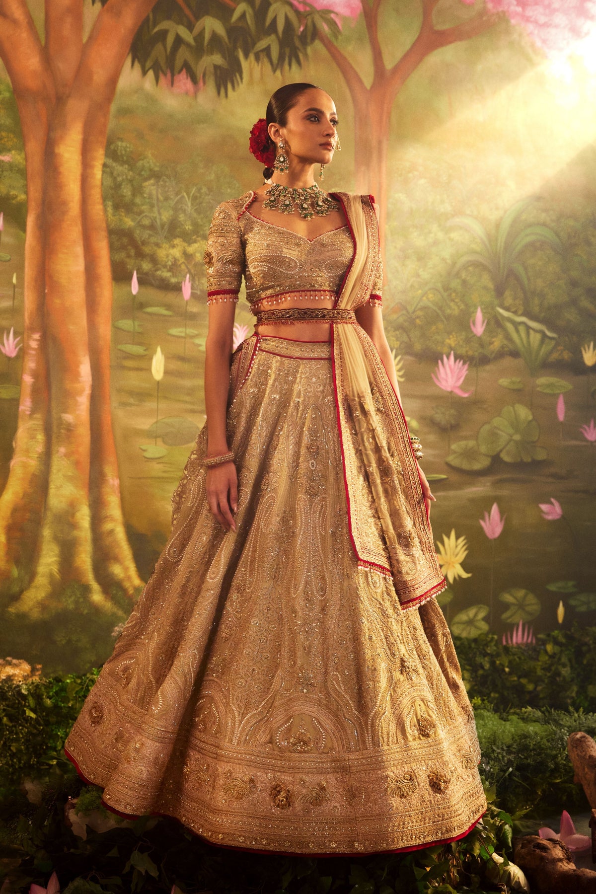 Golden Green Lehenga