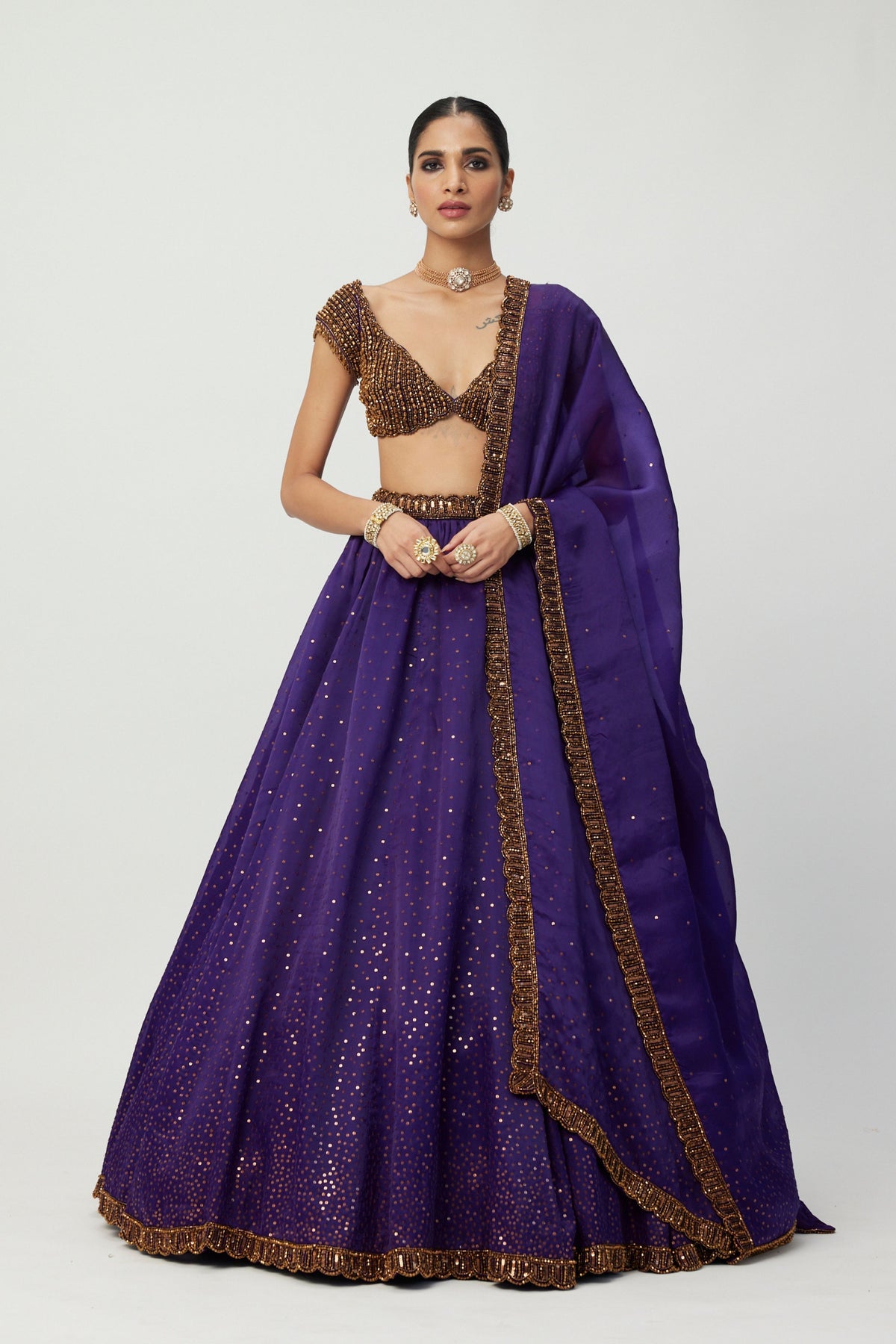 Royalty Purple Scattered Lehenga Set