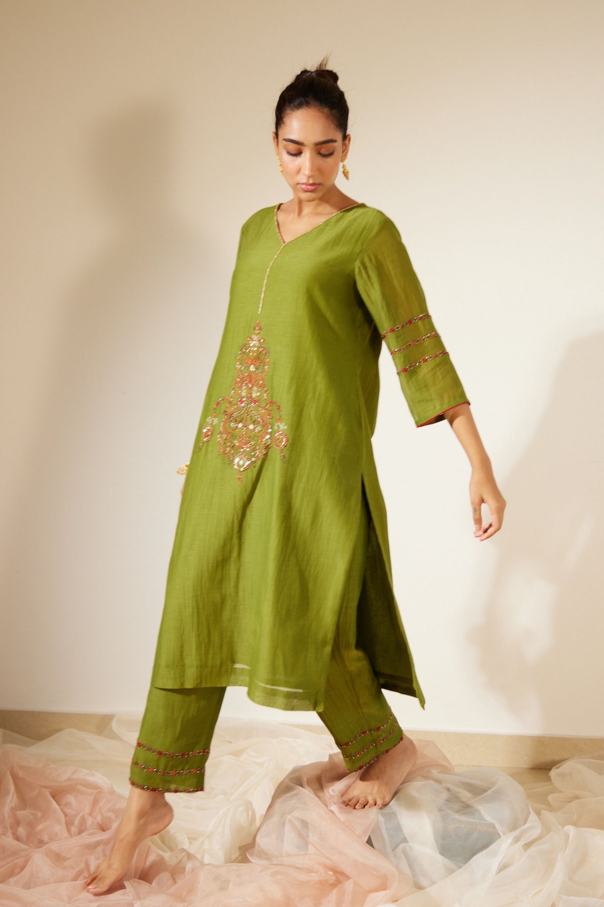 Green Dhuleti Kurta