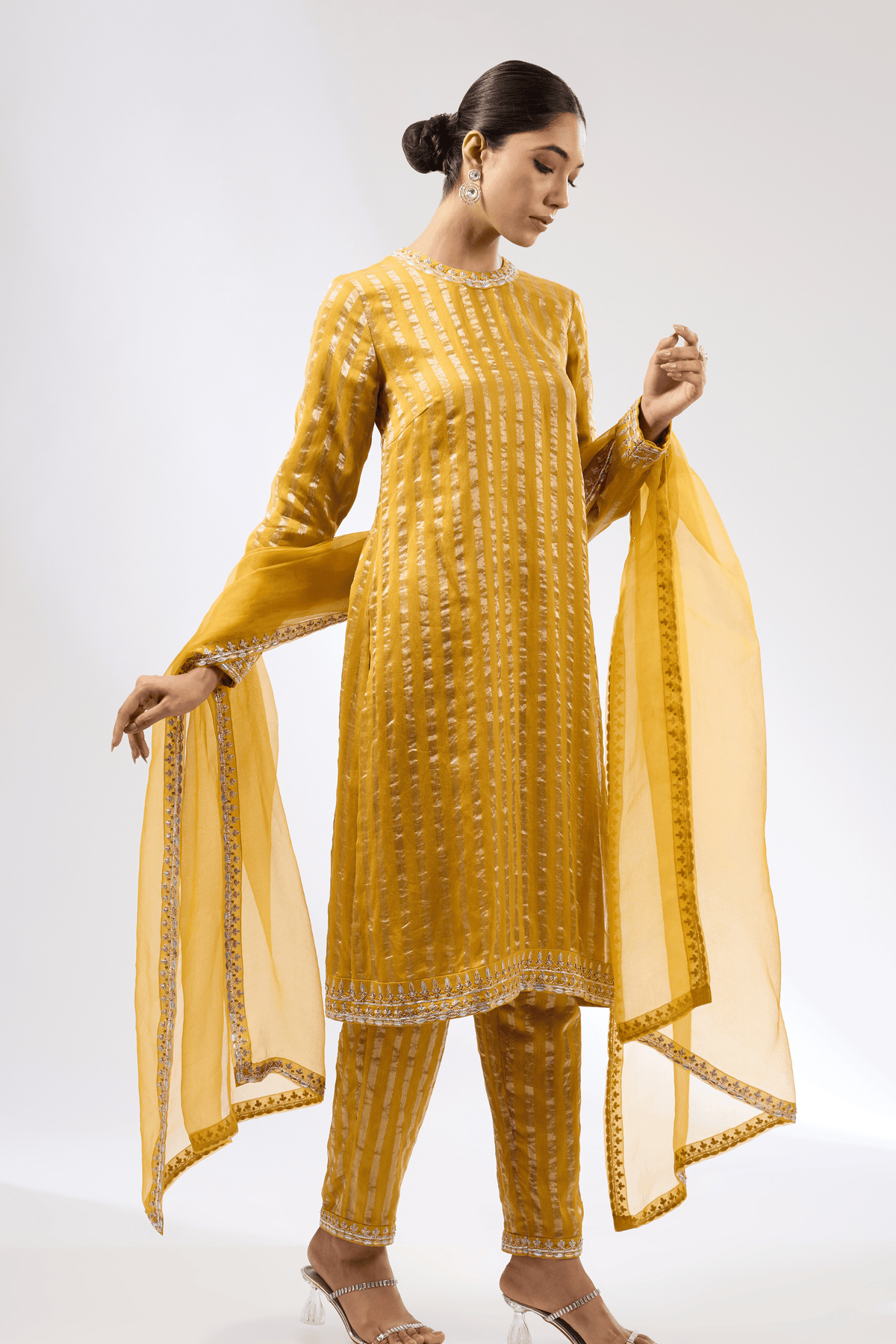 Zari Mustard Kurta Set