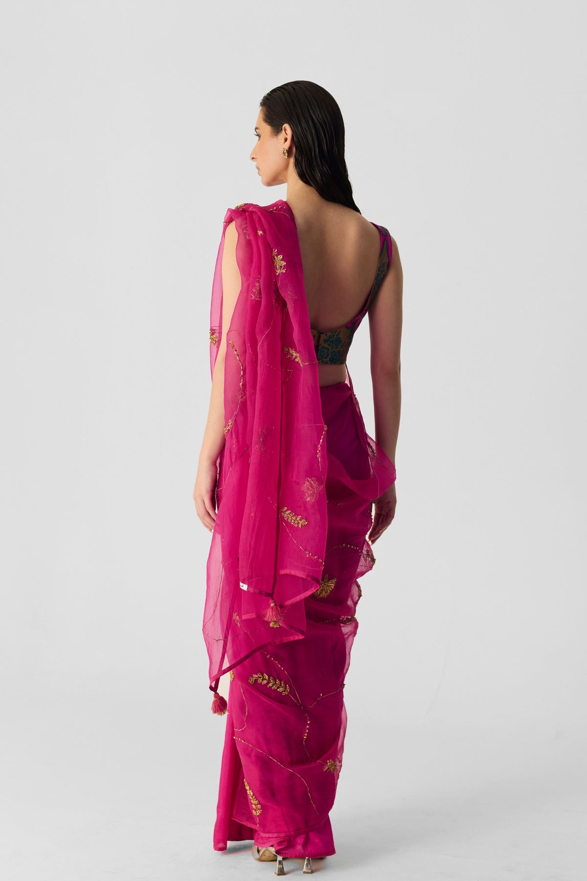 Pink Embroidered Saree