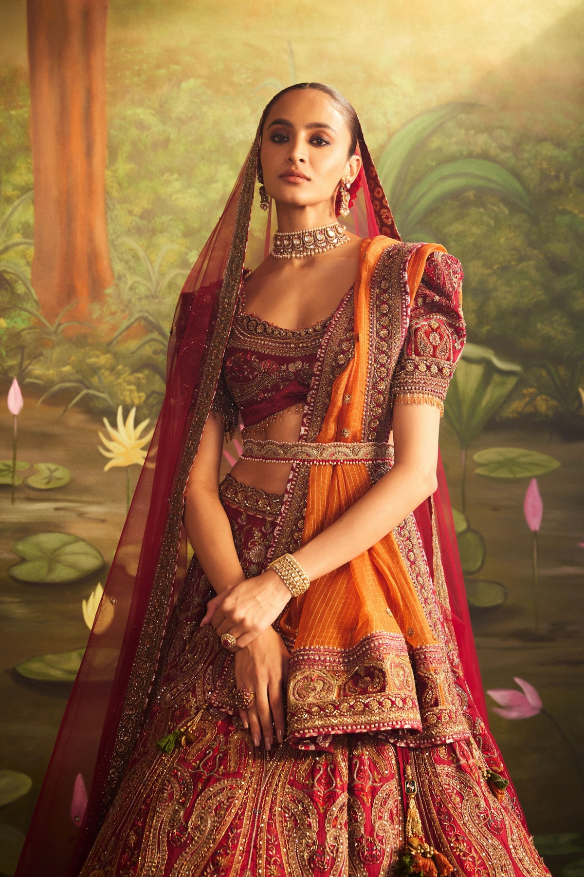 Maroon Organza Sequence Lehenga